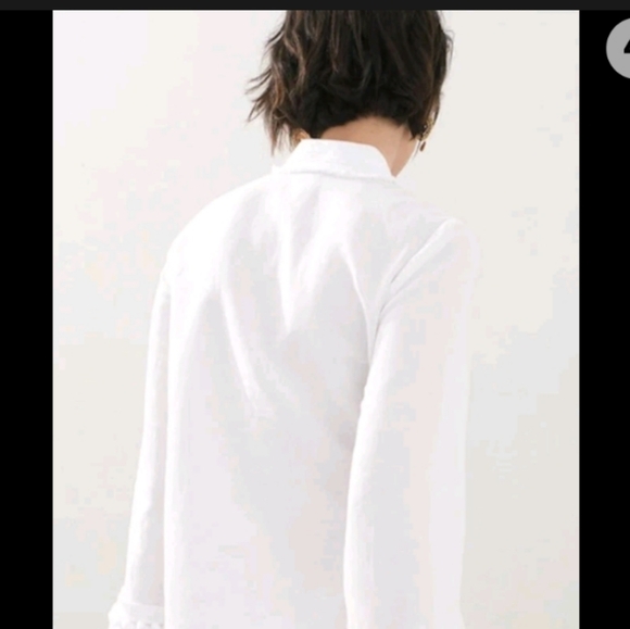 Chico’s Linen Prince Embellished Kurta Tunic Top White Pom Pom Trim Size 2 US 12 - Picture 8 of 9